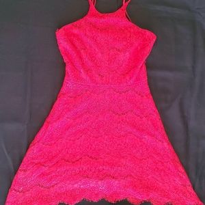Hot pinkish/red lace dress love fire
